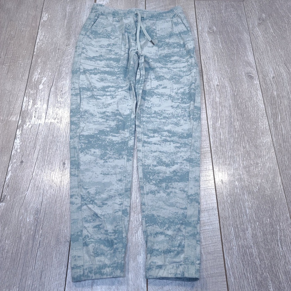 Athleta Farallon Jogger Womens Small Tall Blue Camo Print Cotton Blend Pants